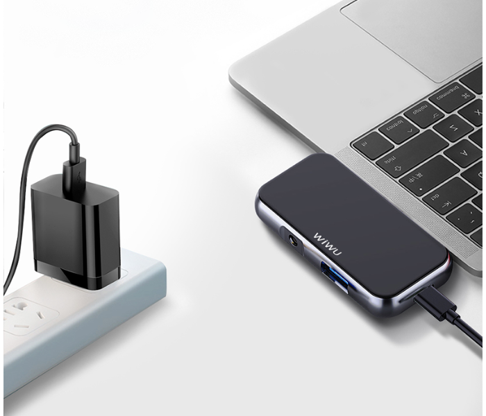 Wiwu T5PRO Alpha 4 In 1 USB-C Hub - Grey - Zoom Image 4