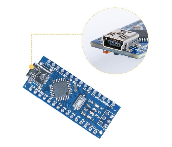 Atmega 168 Board with Analog Input Pins And Onboard and 5V AREF Jumper -Blue - Zoom Image 1