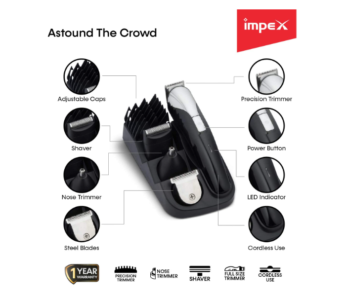 Impex GK 401 8-in-1 Cordless Professional Multi Grooming Kit - Black - Zoom Image 3