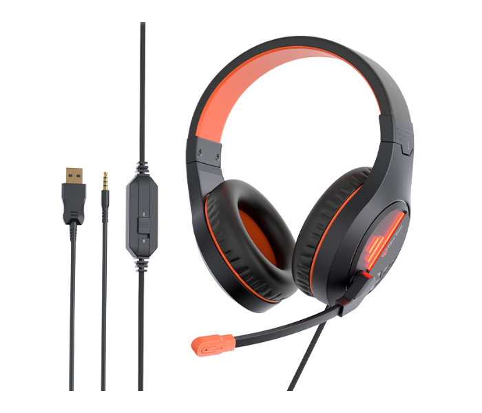 Meetion HP021Stereo Gaming Headset with Mic  Lightweight Backlit - Black Orange - Zoom Image 4