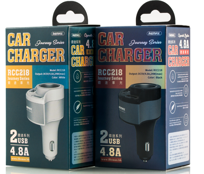 Remax RCC218 Car Charger Journey Series - Black - Zoom Image 3