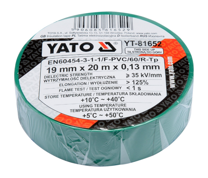 Yato YT-81652 20 Meter PVC Electrical Insulation Tape - Green - Zoom Image 2