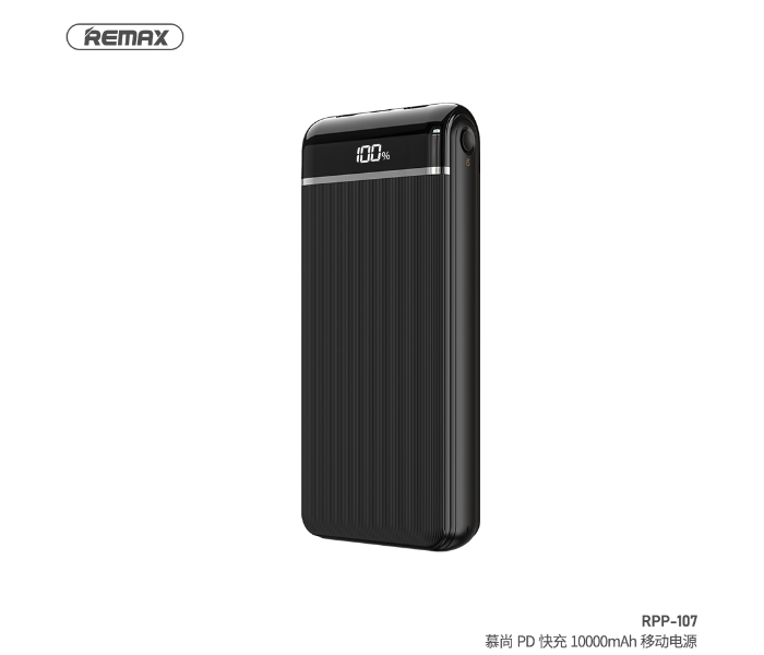 Remax RPP-107 Musa 10000mAh 18W 2 USB Two-way PD Fast Charging Power Bank - Black - Zoom Image 1