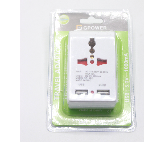 Gitco GP-112 G-Power Travel Adaptor- White - Zoom Image 2