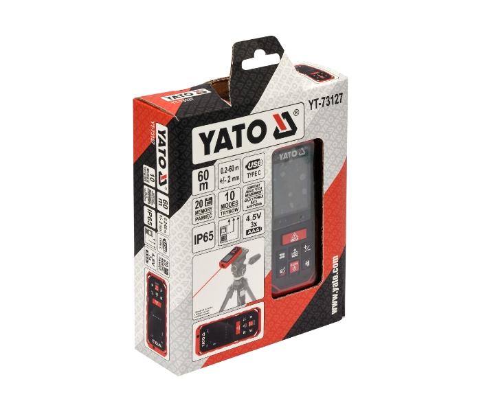 Yato YT-73127 60 Meter Laser Distance Meter - Black and Red - Zoom Image 4