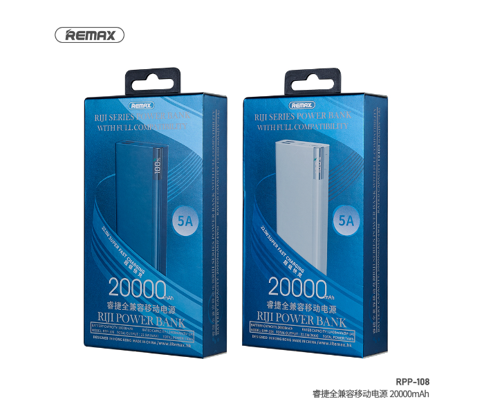 Remax RPP-108 Riji Serie 20000mAh 22.5W 3 USB Fast Charging Power Bank - Blue - Zoom Image 4