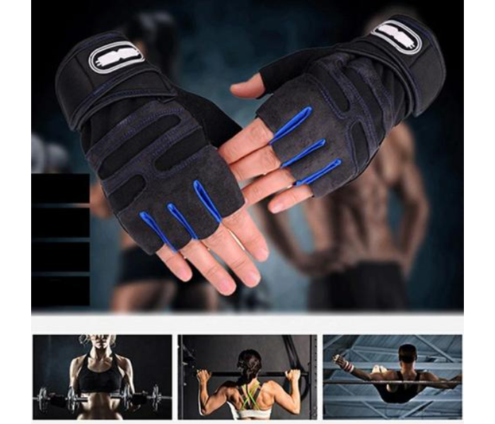 Fingerless Weight Lifting Large Size Gym Gloves for Men and Women - Black and Red - Zoom Image 5