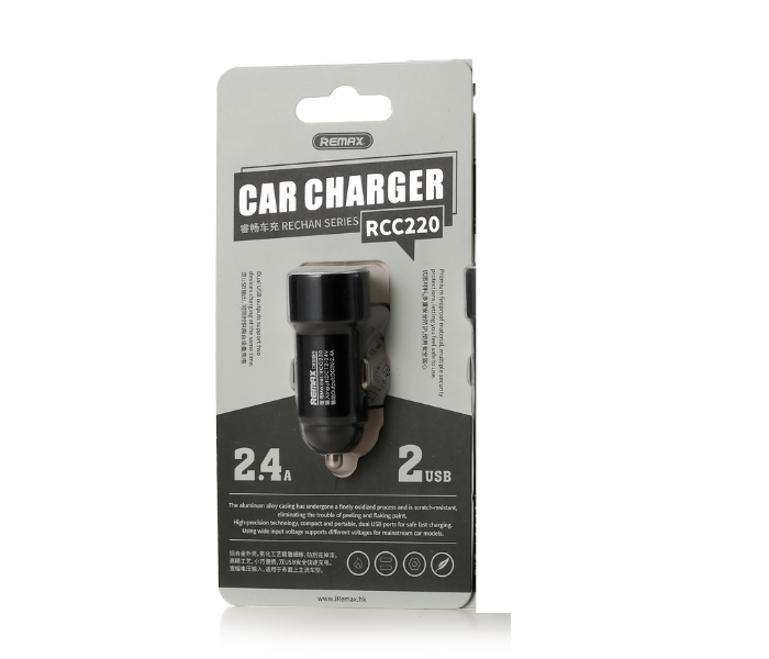 Remax RCC220 Rechan Series 2USB Car Charger - Black - Zoom Image 2