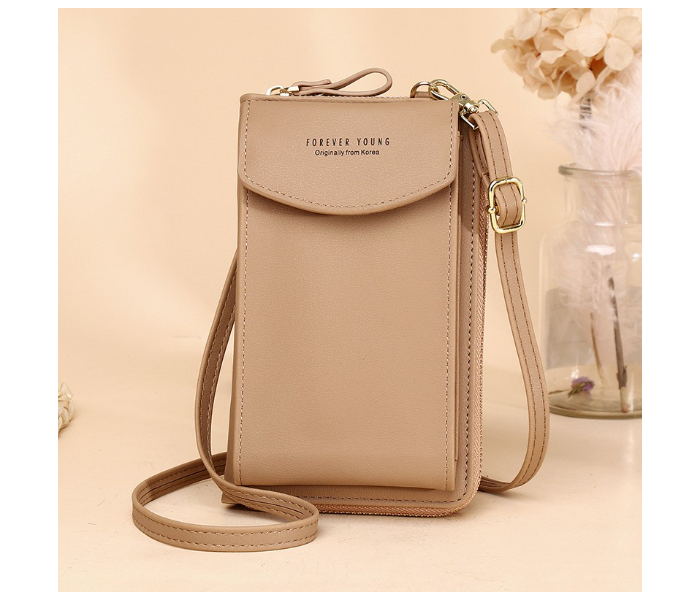 Forever Young Women PU Leather Mini Sling Bag - Khaki - Zoom Image