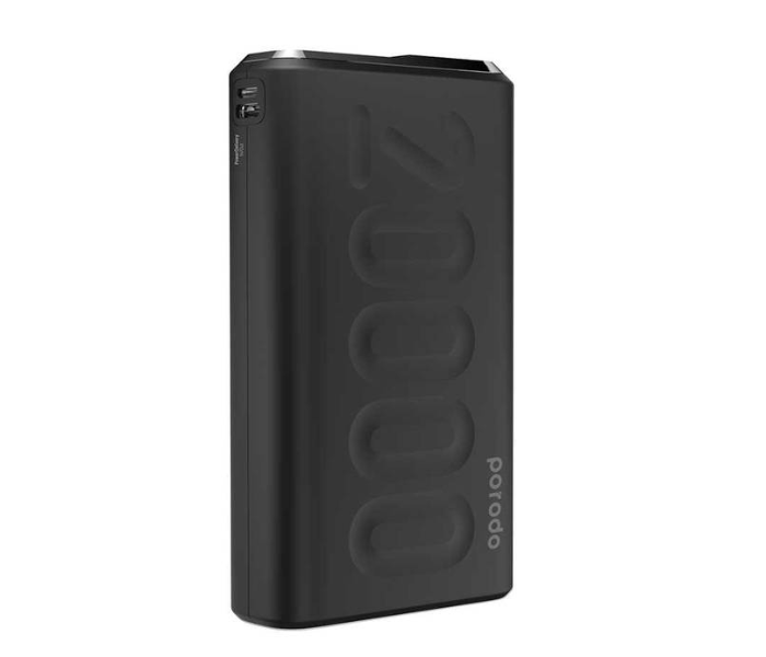 Porodo PD-2093-BK Portable 20000mAh 20W Quick Charge 3.0 with Touch Sensor Power Button and LED Digital Display Powerbank- Black - Zoom Image 1