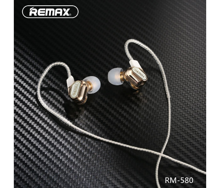 Remax RM-580 Double Moving Coil Wired Earphone - Gold - Zoom Image 4