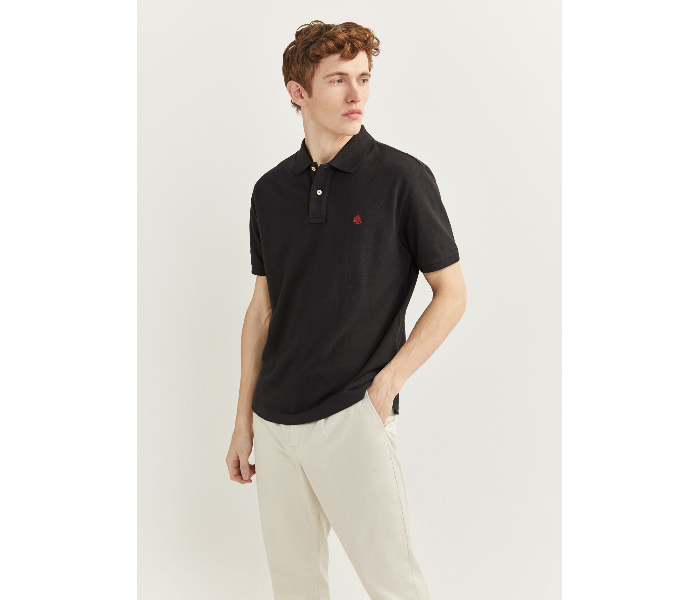 Springfield 855102201 Medium Basic Polo Shirt for Men - Black - Zoom Image 1