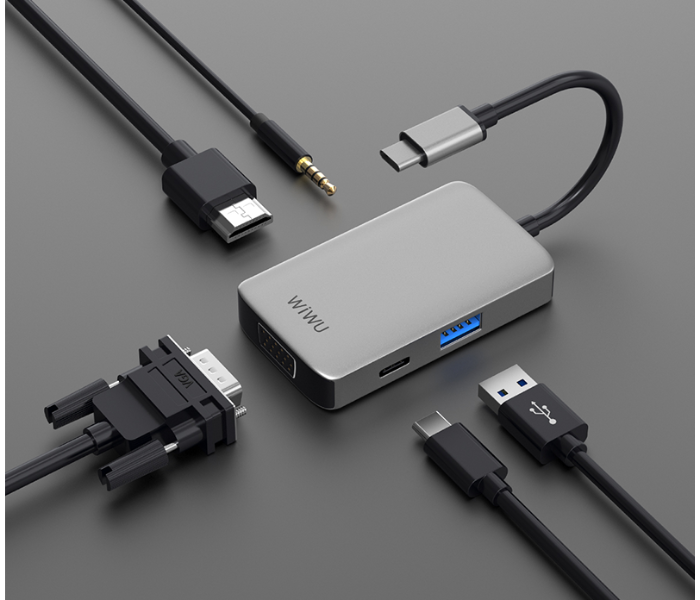 Wiwu A513HVPG 5 In 1 USB-C Hub - Grey - Zoom Image 5