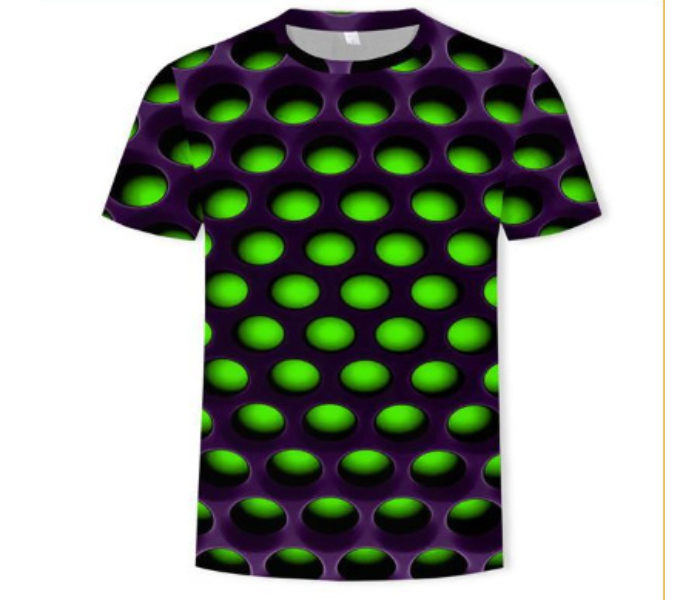 FN-3D Printed Blank Spot Small Round Neck T-Shirt for Men - Blue and Black - Zoom Image