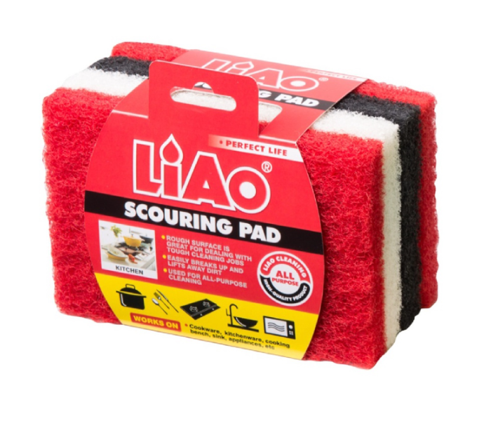 Liao 67423 Cleaning Sponge With Scouring Pad H130035 - Red - Zoom Image