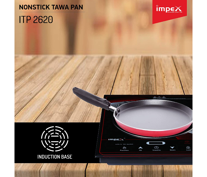 Impex ITP 2620 Induction Base Nonstick Aluminium Tawa Pan - Maroon - Zoom Image 4