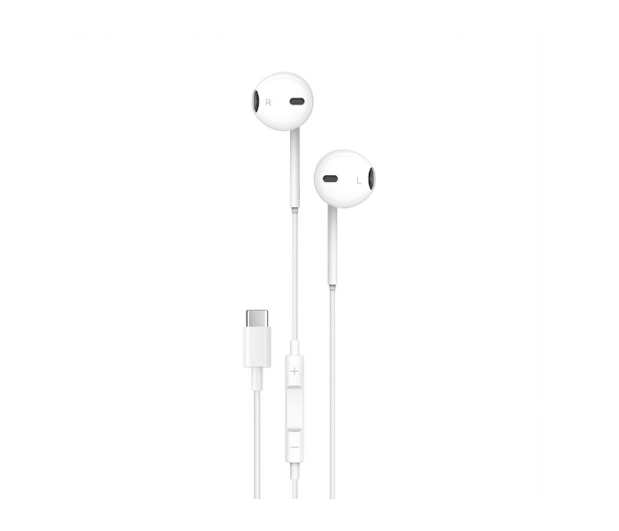 Porodo PD-STCEP-WH Soundtec Stereo Earphones Type-C with High-Clarify Mic -White - Zoom Image