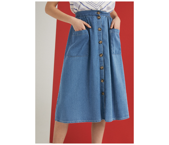 Springfield 688513613 Medium Skirt for Women - Medium Blue - Zoom Image 1