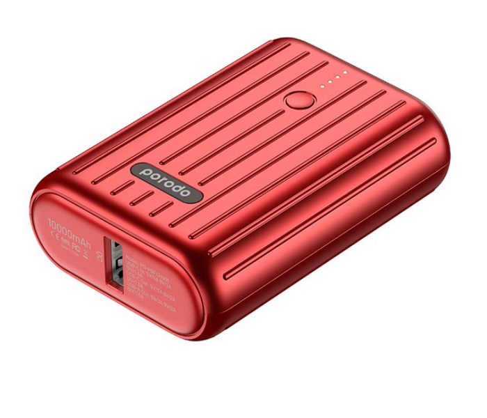 Porodo PD-PBFCH001-RD 10000mAh 18W Quick Charge 3.0 Ultra-Compact Wireless Portable Power Bank - Red - Zoom Image 3