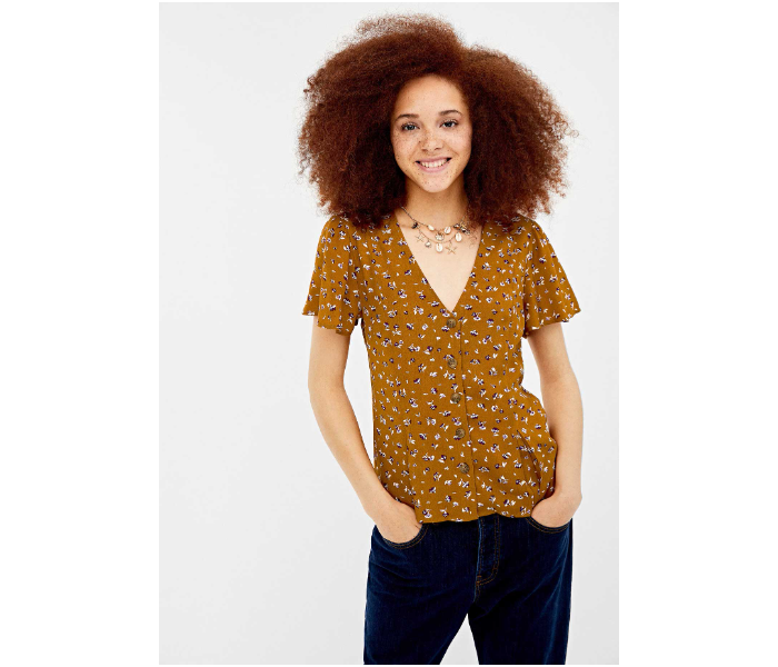 Springfield 681687838 Size 38 Short Sleeve Blouse for Women - Sand - Zoom Image 1