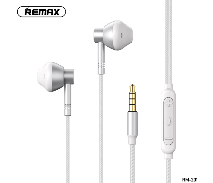 Remax RM-201 In-Ear Wired Headphone - Silver - Zoom Image 1