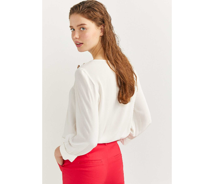 Springfield 679738597 Size 40 Long Sleeve Blouse for Women - White - Zoom Image 2