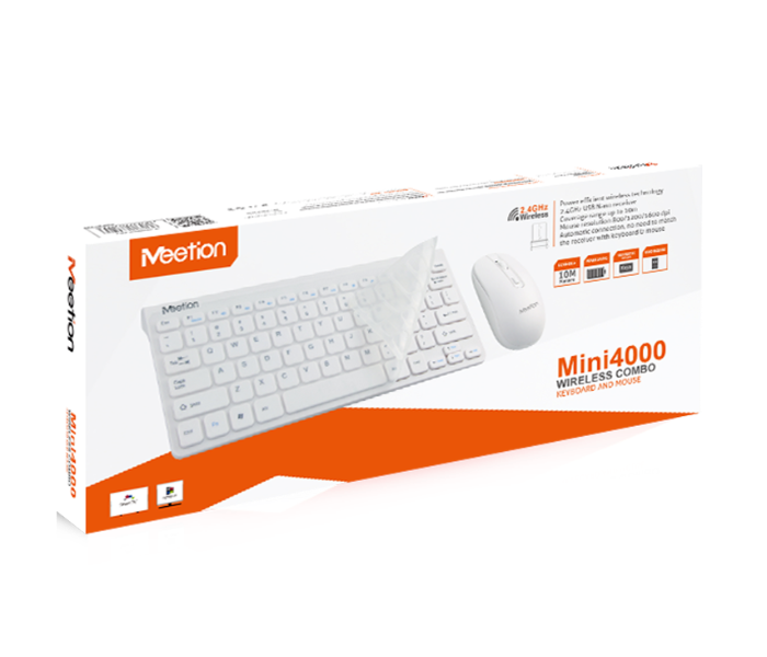 Meetion Mini4000 2.4G Wireless Keyboard and Mouse Combo - White - Zoom Image 1