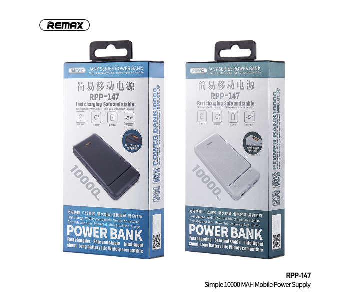 Remax RPP-147 Jany Series 10000mAh 2 USB Power Bank - Black - Zoom Image 4