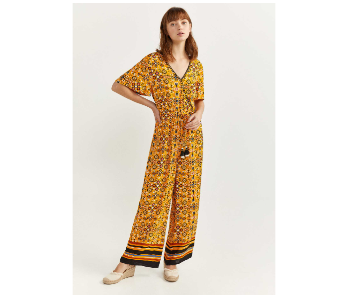 Springfield 683719004 Size 44 Cotton Jumpsuit for Women - Yellow - Zoom Image 1