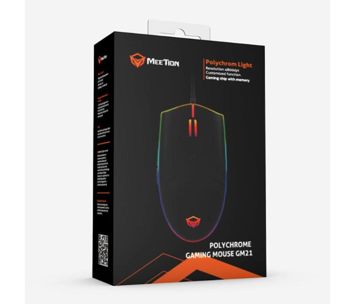 Meetion MT-GM21 Polychrome RGB Circulation Backlit Gaming Wired Mouse -Black - Zoom Image 4