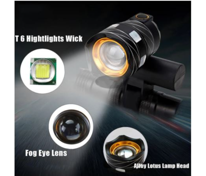 3 Gear Adjustable Rechargeable Bike Headlight - Black - Zoom Image 1