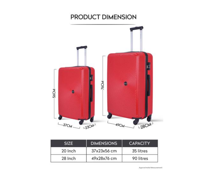 Para John PJTR2043 2 Pieces Hardside Travel Trolley Luggage Set - Red - Zoom Image 4