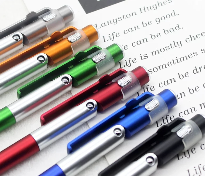 OEM Foldable Ballpoint Pen with Mobile Holder and LED Light - Yellow - Zoom Image 4