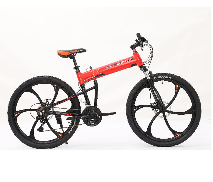 Phoenix PNX 14157 26 Inch 21 Speed Folding Bicycle with Aluminium Wheel - Red and Black - Zoom Image 1