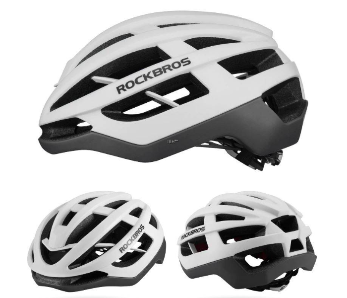 Rock Bros Lightweight Aero Road Bicycle Helmet - Black And White  - Zoom Image 2