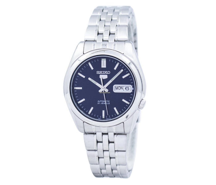 Seiko SNK357K1 Automatic Stainless Steel Watch with Blue Dial for Men - Silver - Zoom Image