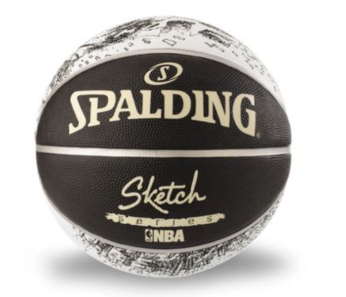 Spalding Size 7 Sketch Series Unisex Rubber Basketball -Black and White - Zoom Image 2