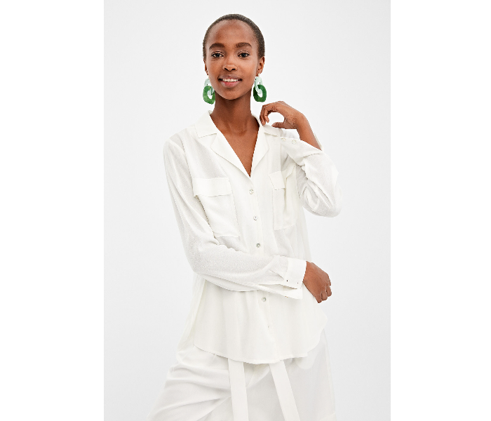 Springfield 679626597 Size 36 Long Sleeve Blouse for Women - White - Zoom Image 2