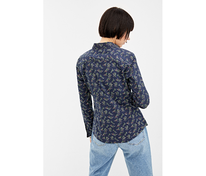 Springfield 679624919 Size 36 Long Sleeve Blouse for Women - Dark Blue - Zoom Image 4