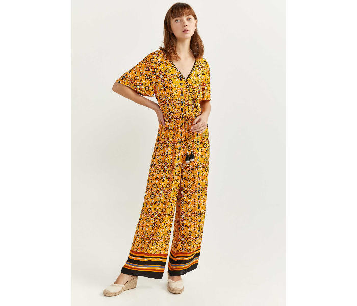 Springfield 683719004 Size 34 Cotton Jumpsuit for Women - Yellow - Zoom Image 1