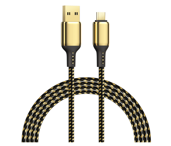 Wiwu GD-1023M 3 Metre 20W Gd-102 USBTo Micro 18K Golden Data Cable - Black and Gold - Zoom Image