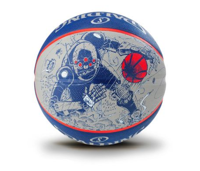 Spalding Size 7 Sketch Series Unisex Rubber Basketball - Blue and Red - Zoom Image 1