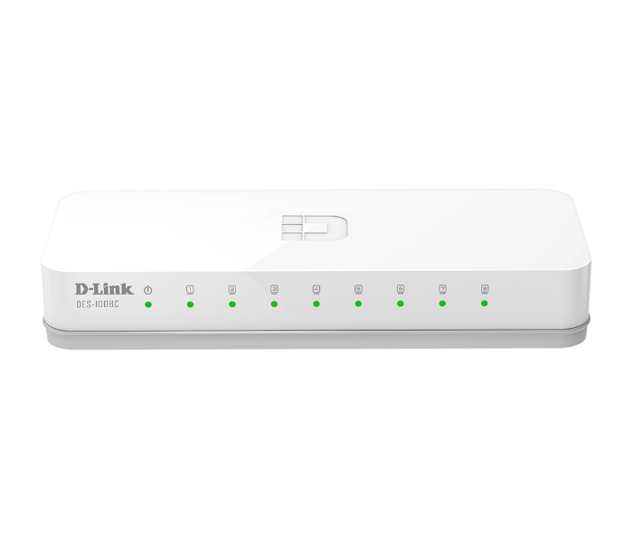 D-Link DES-1008C 8 Port Switch - White - Zoom Image 1