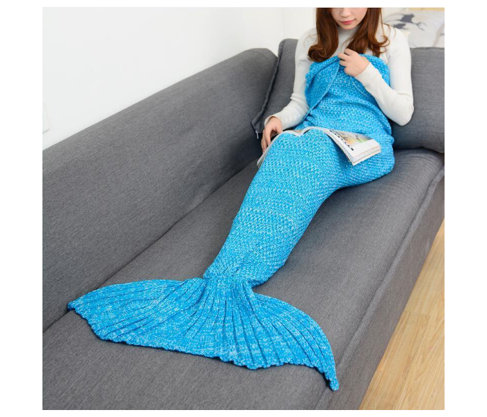 FN-Super Soft Crochet Mermaid Tail Blanket For Kids (85cm)- Blue - Zoom Image 1