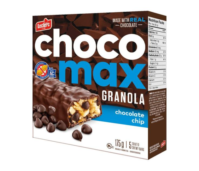 Leclerc 66297 175 gm Choco Max Granola Chocolate Chip Chewy Bars - Zoom Image