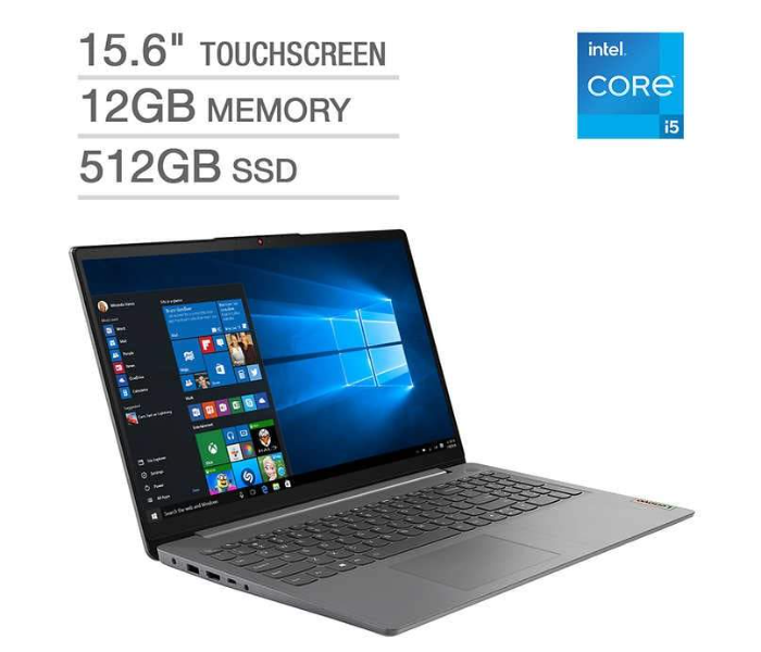 Lenovo IdeaPad 3 15ITL6 Touchscreen Laptop 15.6 Inch FHD Intel Core i5 1135G7 Processor 12GB RAM 512GB SSD Iris Xe Graphics FP Reader Windows 10 Home - Grey - Zoom Image 2