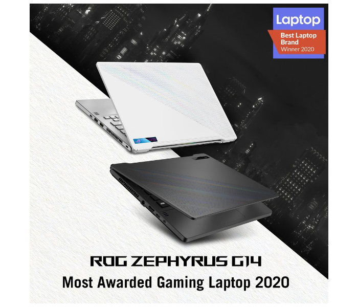 ASUS ROG ZEPHYRUS GA401QE-K2144T 14.0 Inch WQHD 120Hz Display AMD RYZEN 9 5900HS 3.0GHz Processor 16GB RAM 1TB SSD 4GB NVIDIA Geforce RTX3050TI Bluetooth Wifi Windows 10 Home Eng-Arab Keyboard - Grey - Zoom Image 2