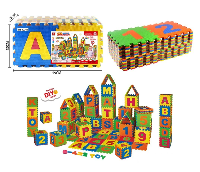 Eva Mat TH-30301 36 Pieces English Letters And Numbers Floor Mat Puzzle - Multicolor - Zoom Image