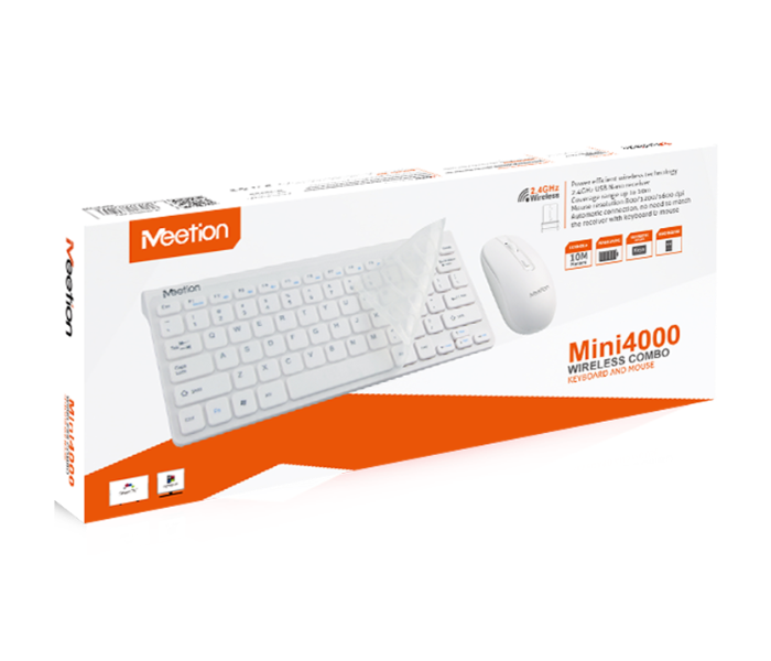 Meetion MT-MINI4000 2.4G Wireless Keyboard And Mouse Combo Power-efficient Wireless Technology - White - Zoom Image 2