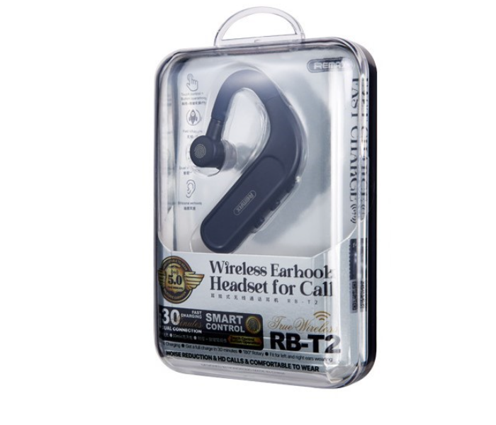 Remax RB-T2 Wireless Ear Hook Headset for Call -Blue - Zoom Image 2